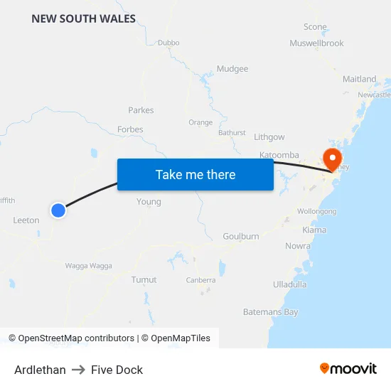 Ardlethan to Five Dock map