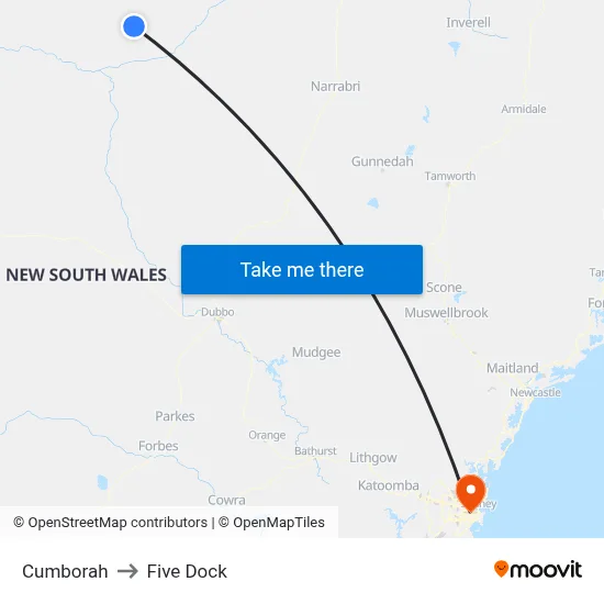 Cumborah to Five Dock map