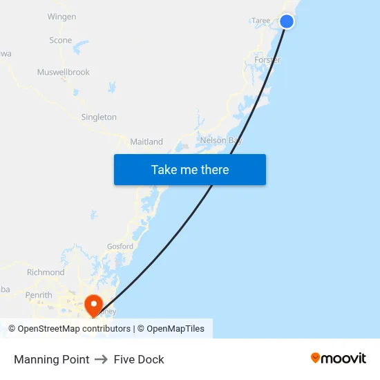 Manning Point to Five Dock map