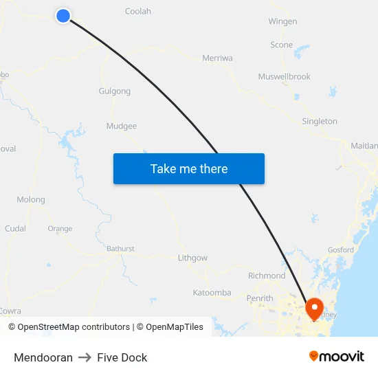Mendooran to Five Dock map