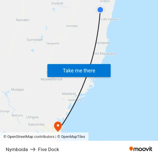 Nymboida to Five Dock map