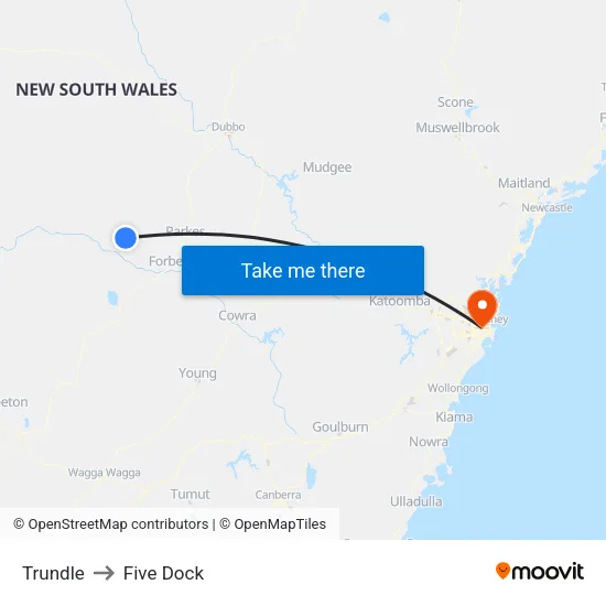 Trundle to Five Dock map