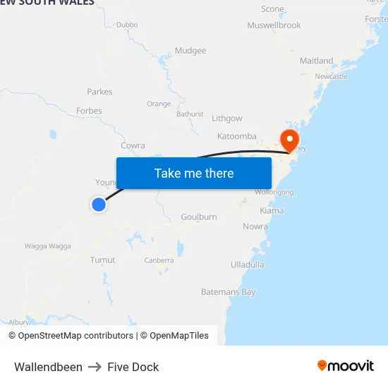 Wallendbeen to Five Dock map
