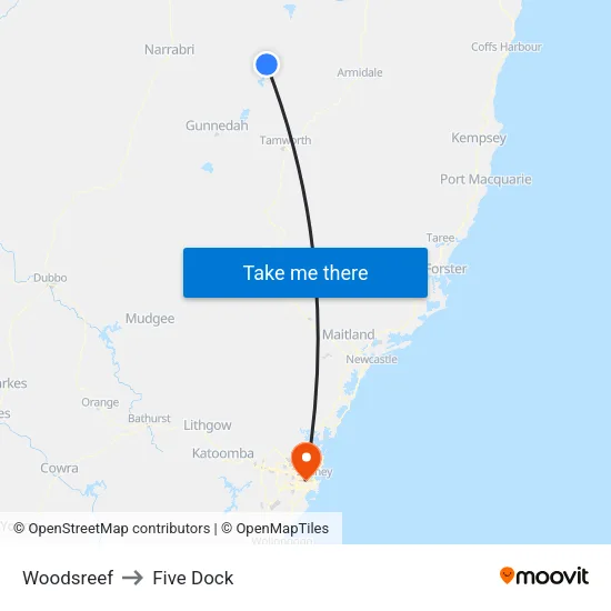 Woodsreef to Five Dock map