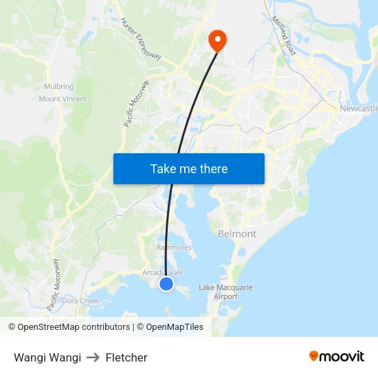 Wangi Wangi to Fletcher map