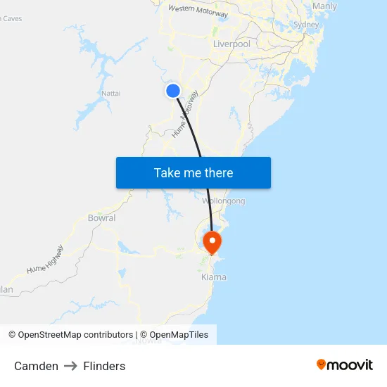 Camden to Flinders map