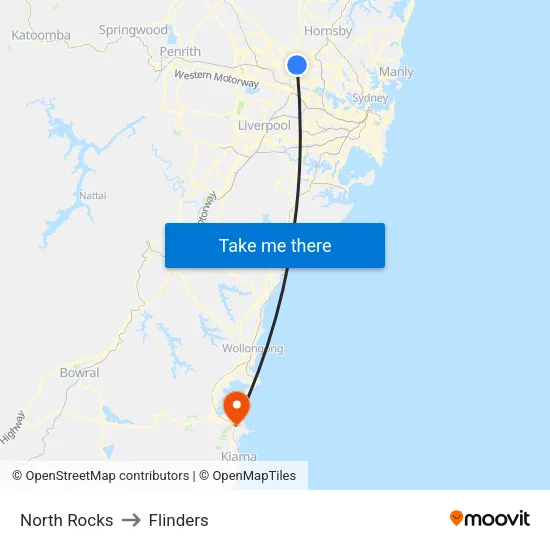 North Rocks to Flinders map