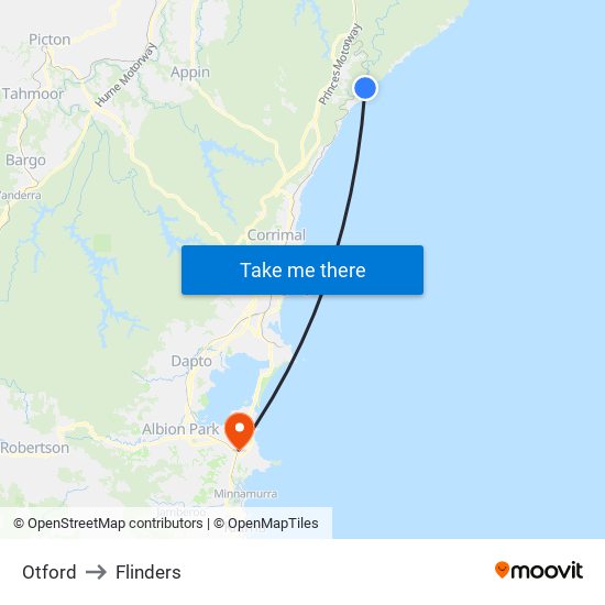 Otford to Flinders map