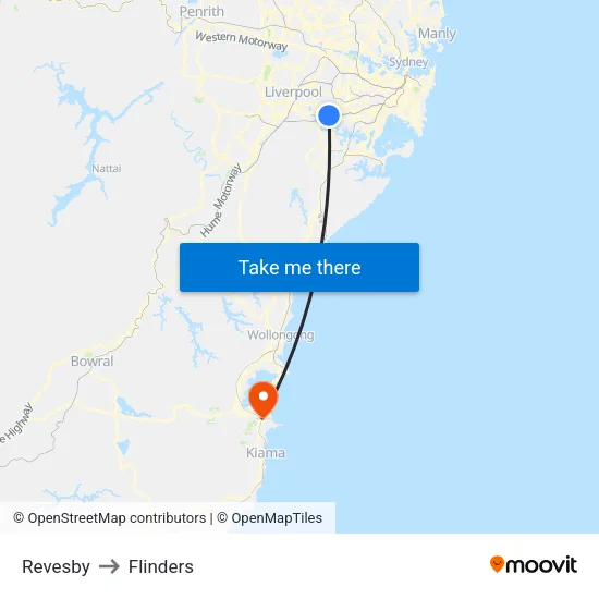 Revesby to Flinders map
