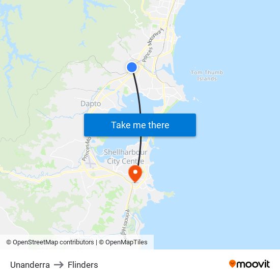 Unanderra to Flinders map