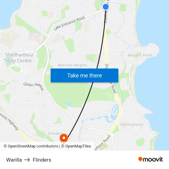Warilla to Flinders map