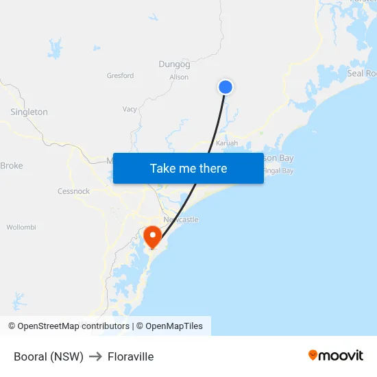 Booral (NSW) to Floraville map