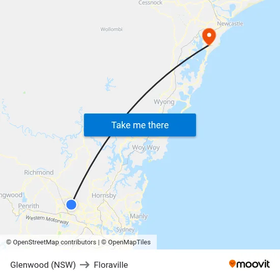 Glenwood (NSW) to Floraville map
