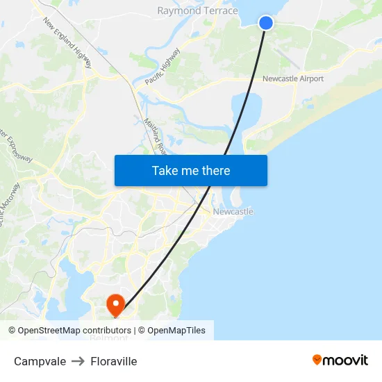 Campvale to Floraville map