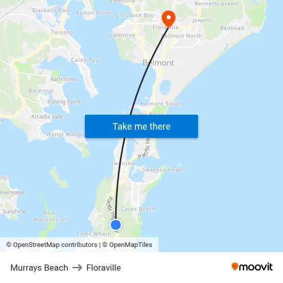 Murrays Beach to Floraville map