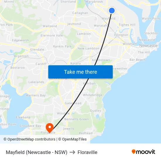 Mayfield (Newcastle - NSW) to Floraville map