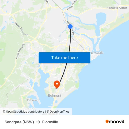 Sandgate (NSW) to Floraville map