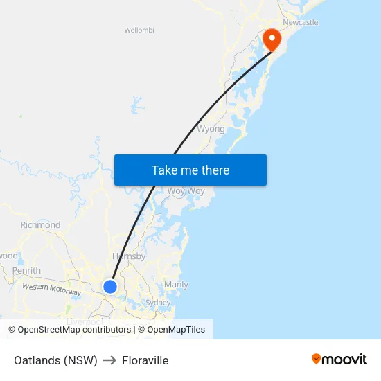 Oatlands (NSW) to Floraville map