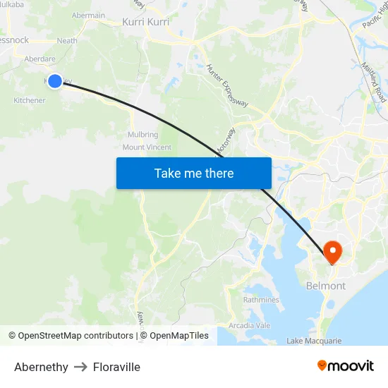 Abernethy to Floraville map
