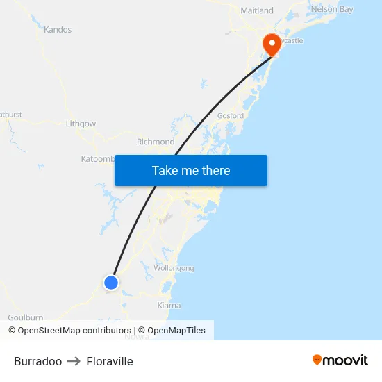 Burradoo to Floraville map