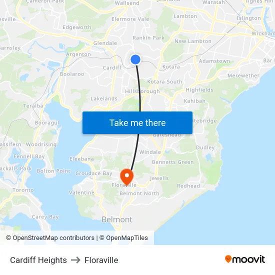 Cardiff Heights to Floraville map