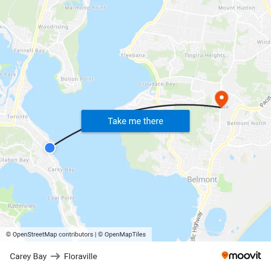 Carey Bay to Floraville map