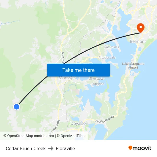 Cedar Brush Creek to Floraville map