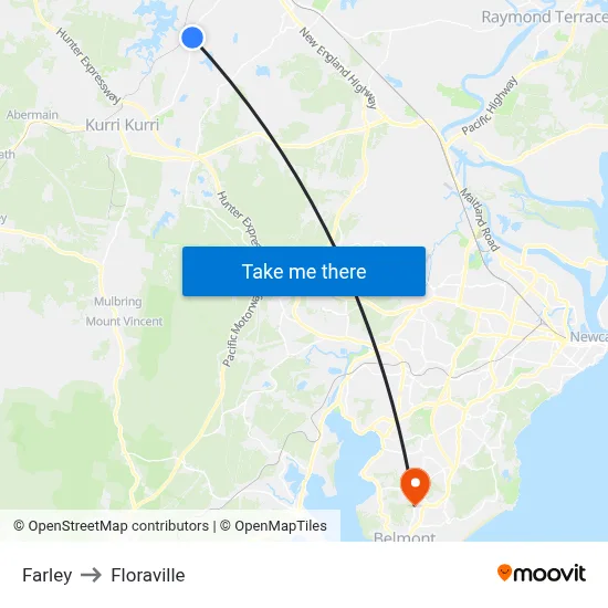 Farley to Floraville map