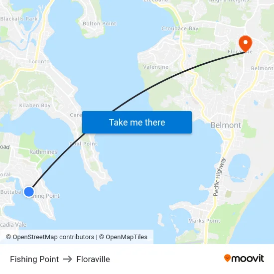 Fishing Point to Floraville map