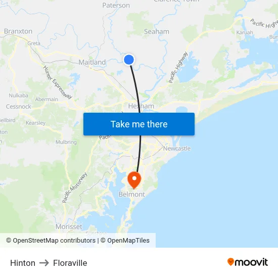 Hinton to Floraville map