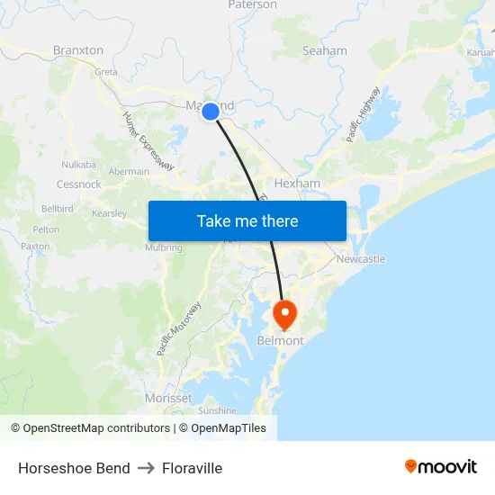 Horseshoe Bend to Floraville map