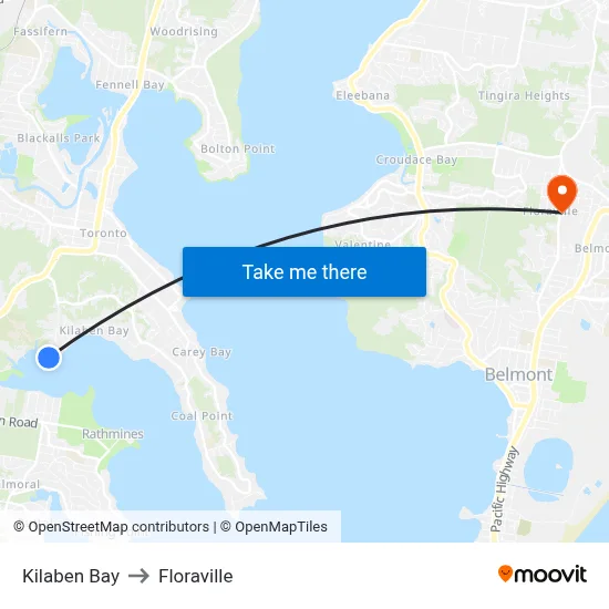 Kilaben Bay to Floraville map