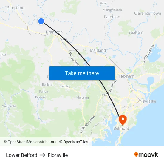 Lower Belford to Floraville map