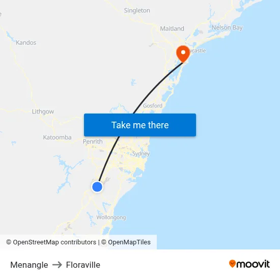 Menangle to Floraville map