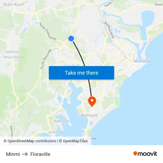 Minmi to Floraville map