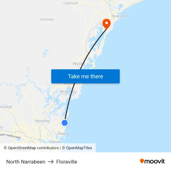 North Narrabeen to Floraville map