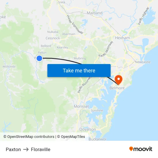 Paxton to Floraville map