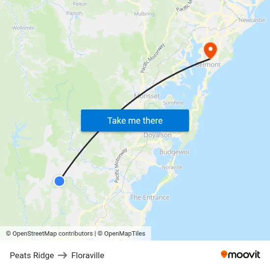 Peats Ridge to Floraville map
