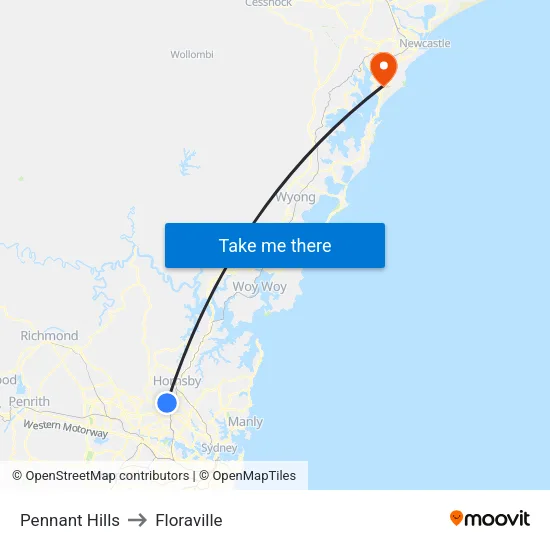 Pennant Hills to Floraville map