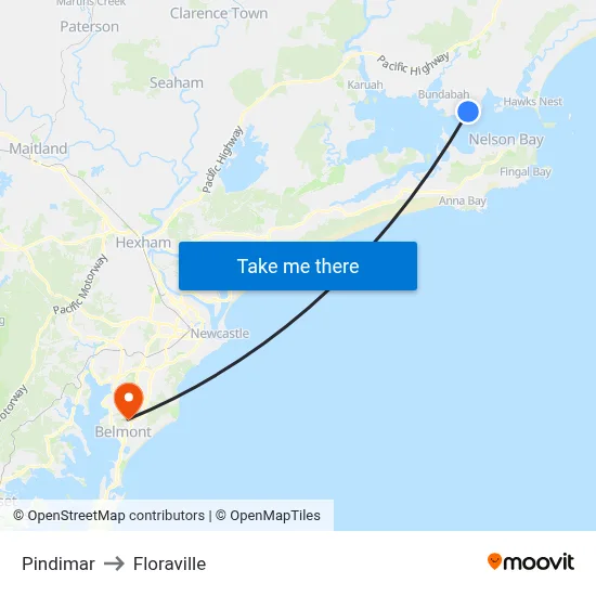 Pindimar to Floraville map