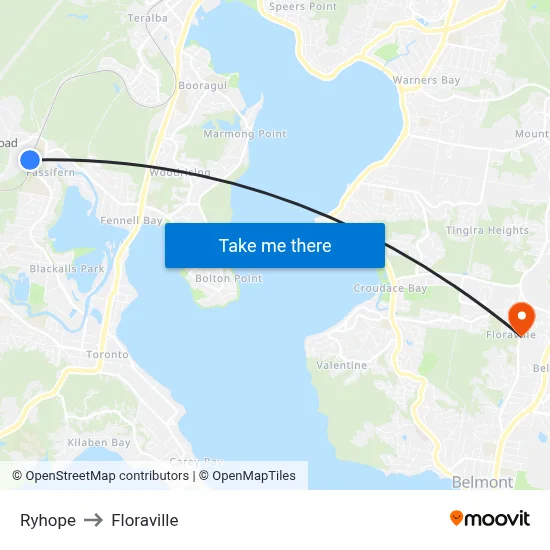 Ryhope to Floraville map