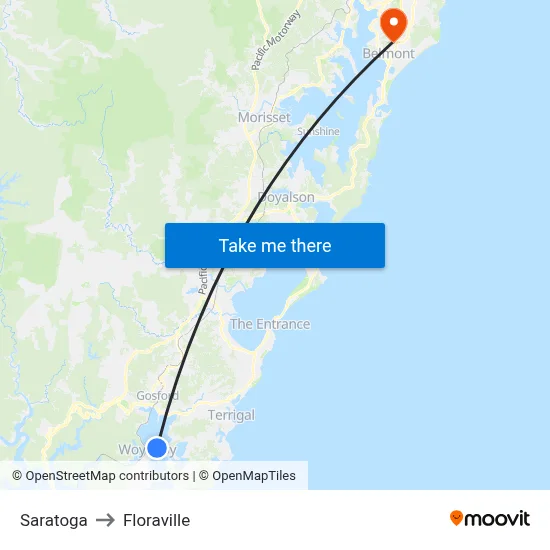 Saratoga to Floraville map