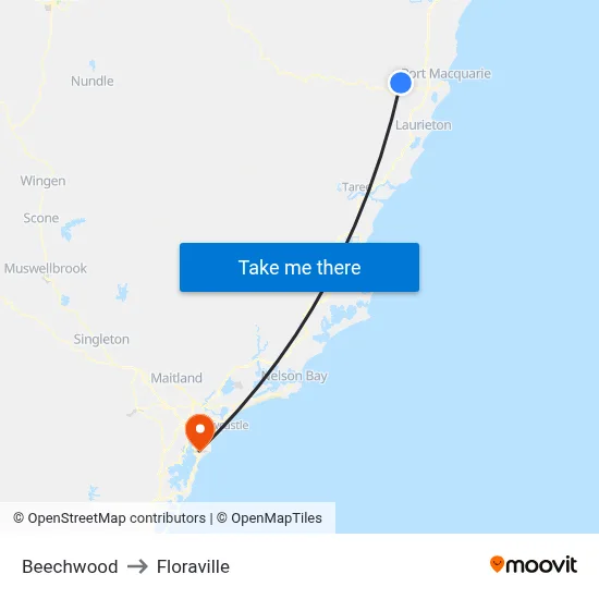 Beechwood to Floraville map
