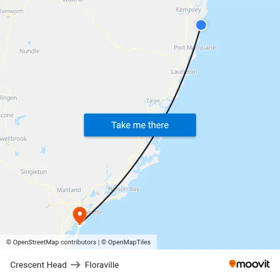 Crescent Head to Floraville map