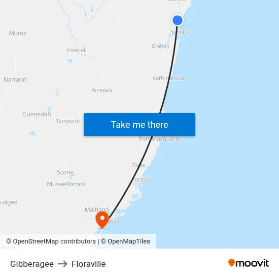 Gibberagee to Floraville map
