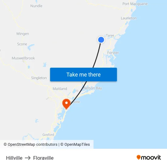 Hillville to Floraville map