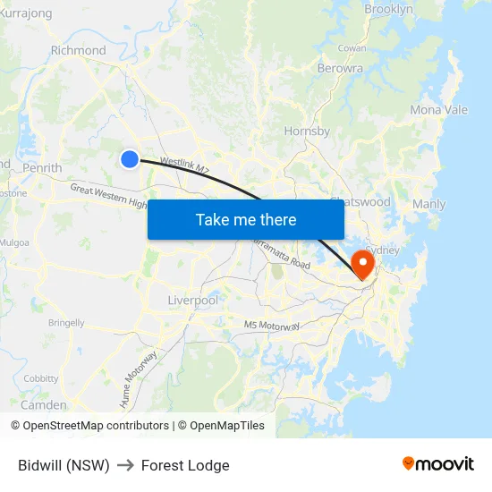 Bidwill (NSW) to Forest Lodge map