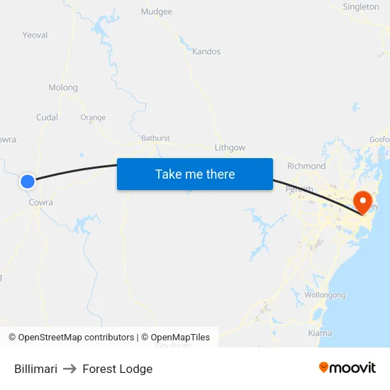Billimari to Forest Lodge map