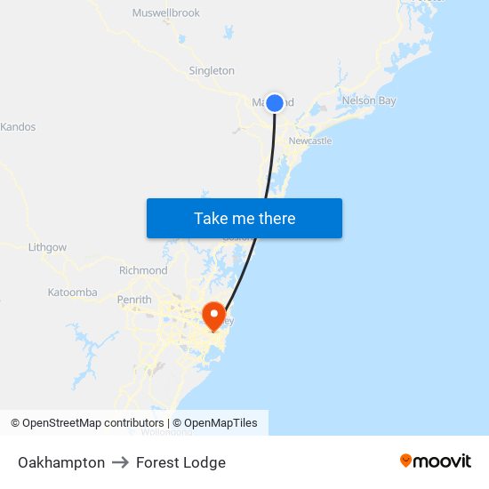 Oakhampton to Forest Lodge map