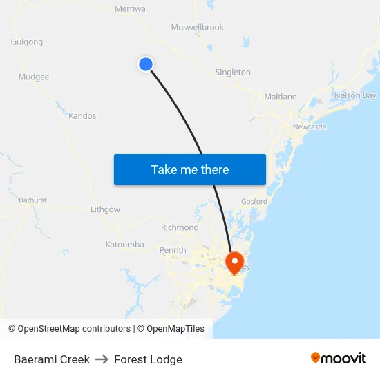 Baerami Creek to Forest Lodge map